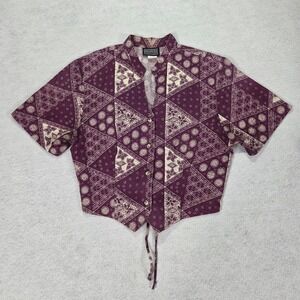 Vintage 90's Roughrider Circle T Womens Corset Tie Back Purple Bandana Sz Large